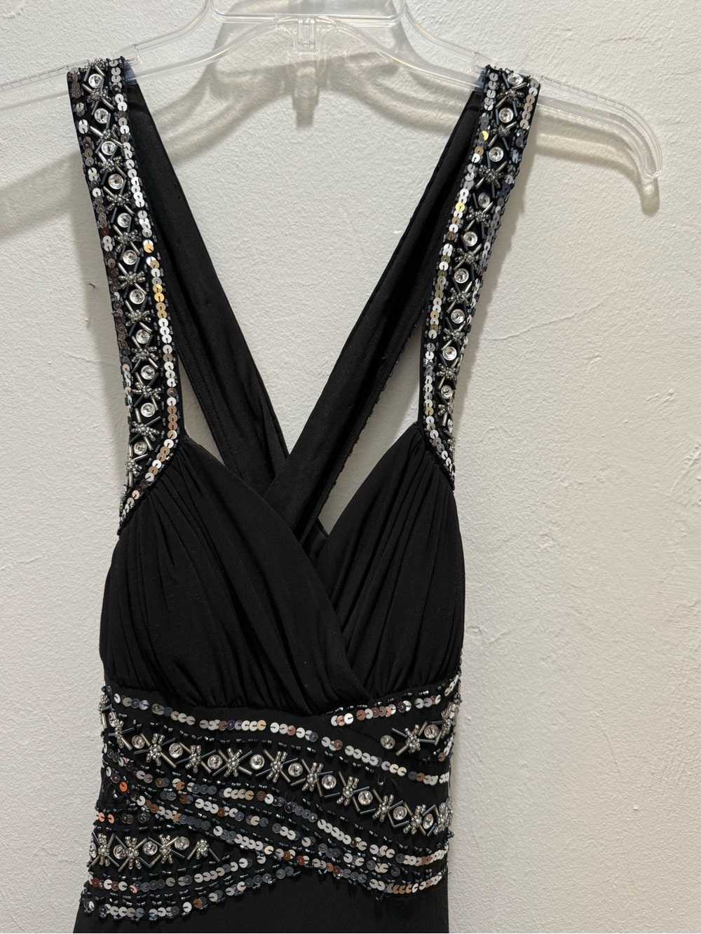 Black Beaded Sequin High-Low Dancing Evening Gown Formal Prom Dress
